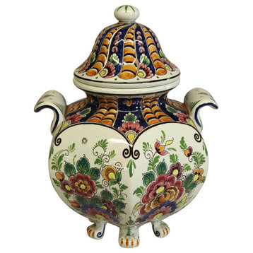 Consigned Vintage Vase Delft Velsen Polychrome Multi-Color Ceramic Hand-Painted