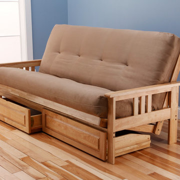Monterey Natural Frame with Peat Suede Mattress and Storage Drawers