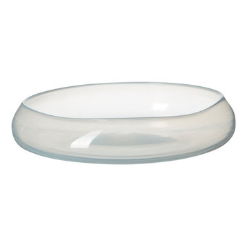 Handmade Handblown Glass Salad Bowl by Michael Ruh, Alabaster