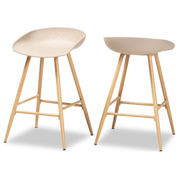 Baxton Studio Mairi Modern and Contemporary Beige Plastic and Wood Finished...