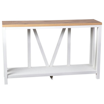 White/Warm Oak Entry Table