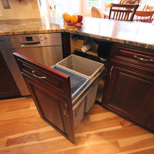 garbage pullout with shelf for storing plastic bags