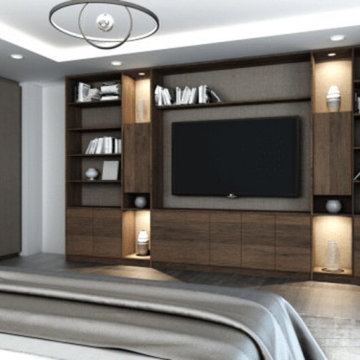 Eclectic Wooden Bedroom Set with Sliding Wardrobe & TV Unit by Inspired Elements