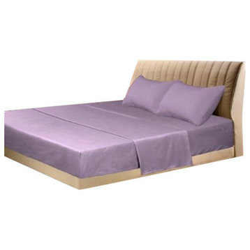 Tache Solid Lavender Lilac Purple Bed Sheet Set, King