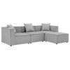 Saybrook Outdoor Patio Upholstered 4-Piece Sectional Sofa, Gray