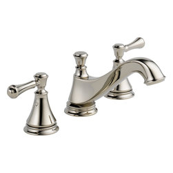 Delta Cassidy Two Handle Wide Spread Lavatory - Low Arc Spout w/ Metal Pop-Up - Bathroom Sink Faucets