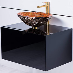 Luxury rose gold crystal vessel sink with brushed gold faucet - Bathroom Fixtures