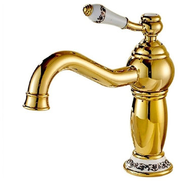 Rio Gold Plated Sink Faucet With Ceramic Accents