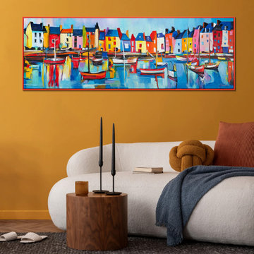 Painting acrylic on canvas "Bright harbor"