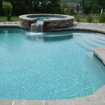 Custom In Ground Pool with Raised Spa and Waterslide