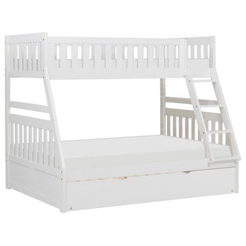 Lexicon Galen Transitional Wood Twin over Full Bunk Bed with Trundle in White