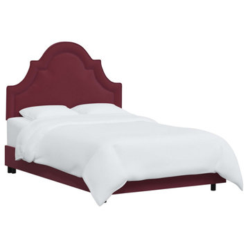 High Arched Bed With Border, Velvet Berry, Queen
