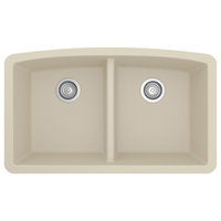 Karran Undermount Quartz 32" 50/50 Double Bowl Kitchen Sink, Bisque