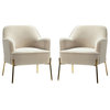 Nora Upholstered Velvet Accent Chair With Golden Base Set of 2, Tan