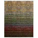 Nourison - Rhapsody Rug, Multicolor, 8'6"x11'6" - This modern mix of European and Persian textile traditions takes visual excitement to a new level. The lively and sophisticated design presents flickering abstract shapes on an intricately striated ground. The complex color story is a vivid spectrum of jewel tones. Unique and dazzling! 80% Wool 20% Nylon Powerloomed.