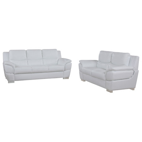 Palmiotto Contemporary Premium Genuine Leather Match 2-Piece Set, White