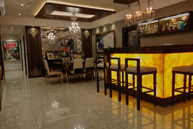 Modern home bar in Kolkata.