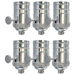 Royal Designs, Inc. - Royal Designs, Inc. On/Off Turn Knob Lamp Socket, Polished Nickel, Set of 6 - Royal Designs Edison Base Dimmer Sockets with unique vintage cast metal shells are compatible with any medium base incandescent, or "dimmable" LED light bulbs. The bracket has a 1/8 IP threaded hole on the bottom so it will fit any standard lamp pipe. The socket is rated for up to a 150W bulb. Available in 5 different designer finishes.