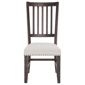 Willow Creek Solid Pine Upholstered Slatback Chair Set of 2
