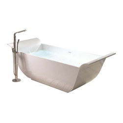 ADM Bathroom Design - ADM Curved Freestanding Bathtub, White, 76.8" - Bathtubs