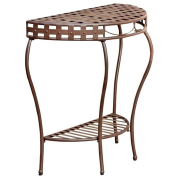 Pemberly Row Iron Patio Console Table in Matte Brown