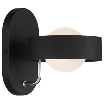 Lift Off One Light Wall Sconce, Sand Coal and Polished Nickel