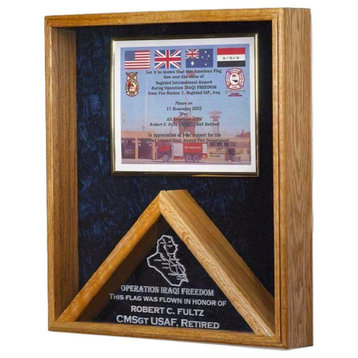 Military Flag and Certificate Display Shadow Box, "Operation Enduring Freedom"