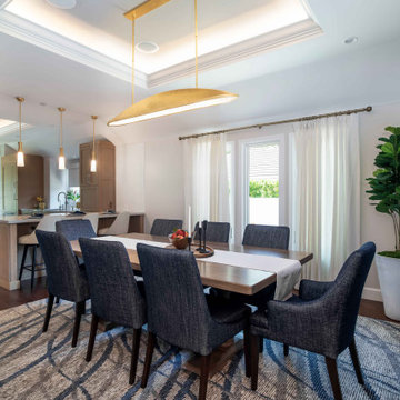 San Diego Open Concept Dining Room with Modern Lighting and Kitchen Connection