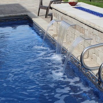 Rectangle Pool with Polymer Walls and a Vinyl Liner + Coverstar Automatic Cover