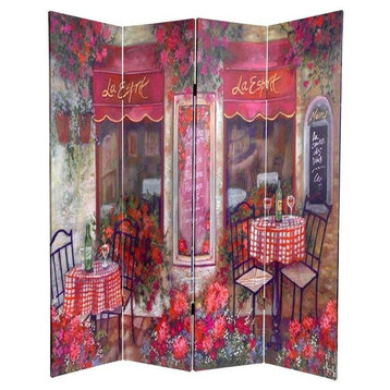 6' Tall Double Sided Parisian Cafe Canvas Room Divider