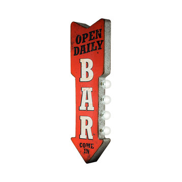 Open Daily Bar Marquee Metal Arrow LED Sign Vintage Decor