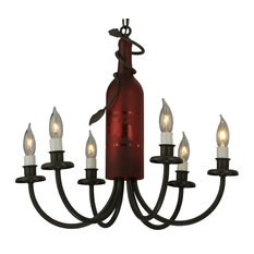 17.5" Tuscan Vineyard Frosted Red 6-Light Wine Bottle Chandelier