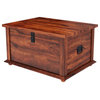 Grinnell Primitive Rustic Wood Storage Trunk Coffee Table