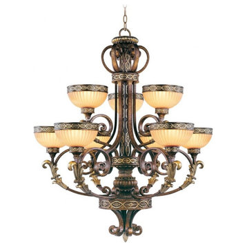 9 Light Chandelier in French Country Style - 34 Inches wide by 40 Inches high