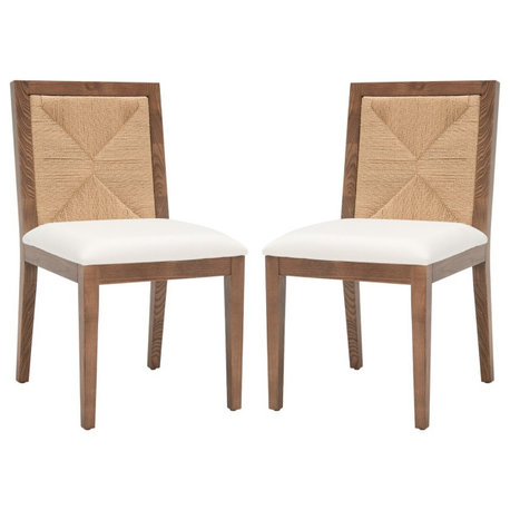 Safavieh Couture Emilio Woven Dining Chair, Walnut/Natural