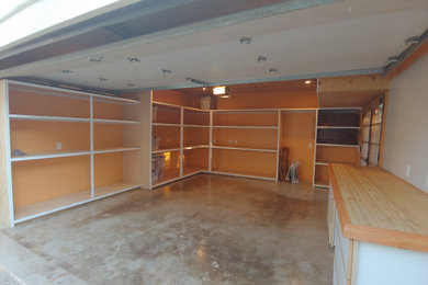 GARAGE SHELVING STORAGE AND WORK BENCH CUSTOM COUNTERTOP