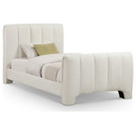 Meridian Furniture - Camila Upholstered Bed, Cream, Twin, Chenille Fabric - Redefine your bedroom with the Camila cream chenille fabric twin bed, enveloped in plush chenille for an irresistibly soft touch. Its deep channel tufting brings both texture and sophistication, lending a bold yet elegant vibe to the contemporary design. This bed makes a striking statement, offering the perfect balance of style and comfort to turn your sleeping space into a modern sanctuary.