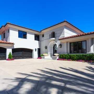 Front Elevation with Custom Iron Gates & Limestone Slab Entry Steps – Newport Co