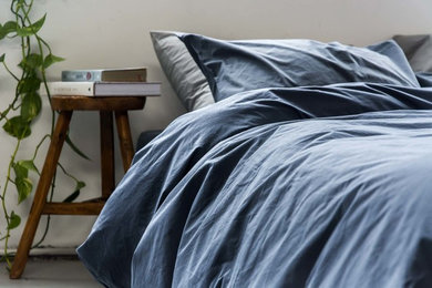 The Good Sheet Percale Duvet Cover Set in Navy