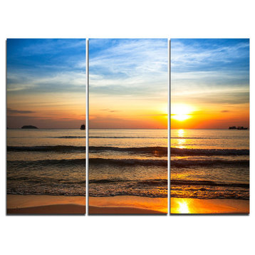 "Fascinating Sunset Over Clam Beach" Beach Metal Wall Art, 3 Panels, 36"x28"