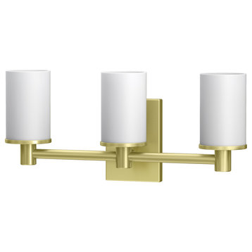 Modern Farmhouse Triple Sconce, Bright Brushed Brass