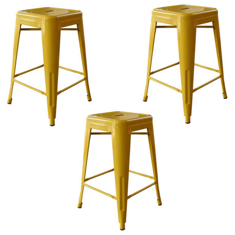 Loft Gold 24" Metal Bar Stool, Set of 3