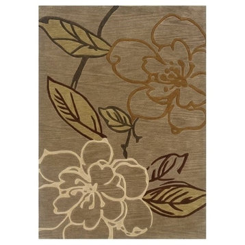 Linon Trio Space Dyed Hand Tufted Polyester 5'x7' Rug in Beige