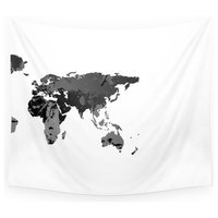 World Map In Black And White Wall Hanging Tapestry - Large: 88 x 104