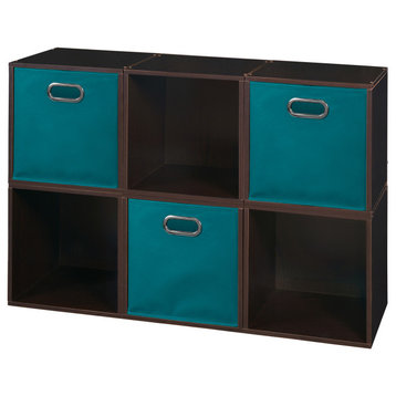 Niche Cubo Storage Set - 6 Cubes and 3 Canvas Bins- Truffle/Teal