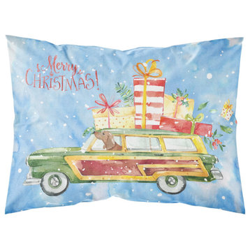 Merry Christmas Red Dachshund Fabric Standard Pillowcase