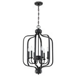 Craftmade - Bolden 6-Light Foyer Light in Flat Black - Bold clean lines with your choice of clear seeded or white frosted glass shades complement the graceful shapes of the Bolden collection setting the stage for a look that is luxurious and effortless.  This light requires 6 , . Watt Bulbs (Not Included) UL Certified.