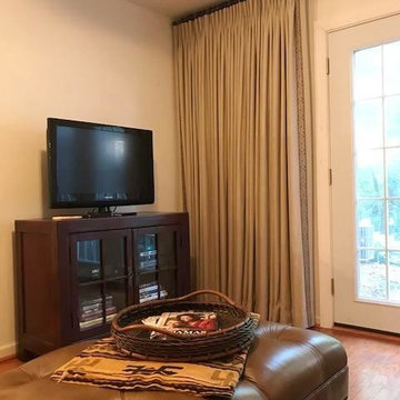 Transitional Family Room Window Treatments