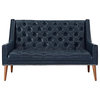 Modern Contemporary Urban Living Lounge Room Loveseat Sofa, Blue, Faux Leather