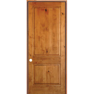 Prefinished Interior Knotty Alder 2 Panel V Groove Barn Door